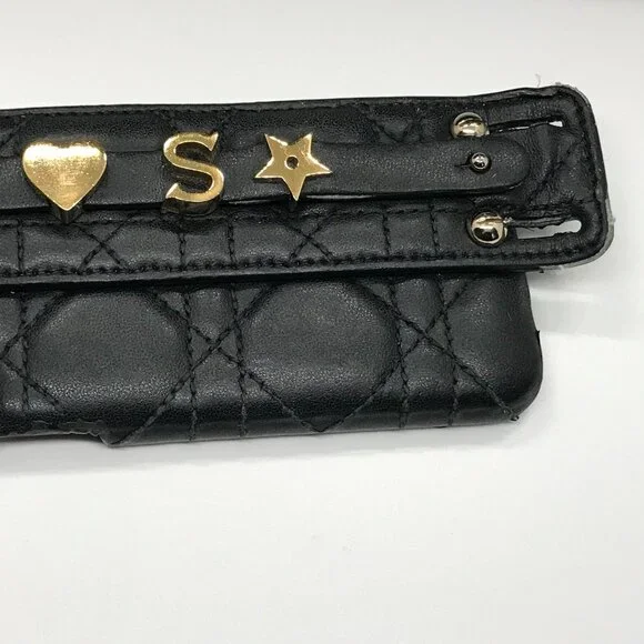 Christian Dior Cannage Black Leather iPhone X XS Cellphone Case /1D2386